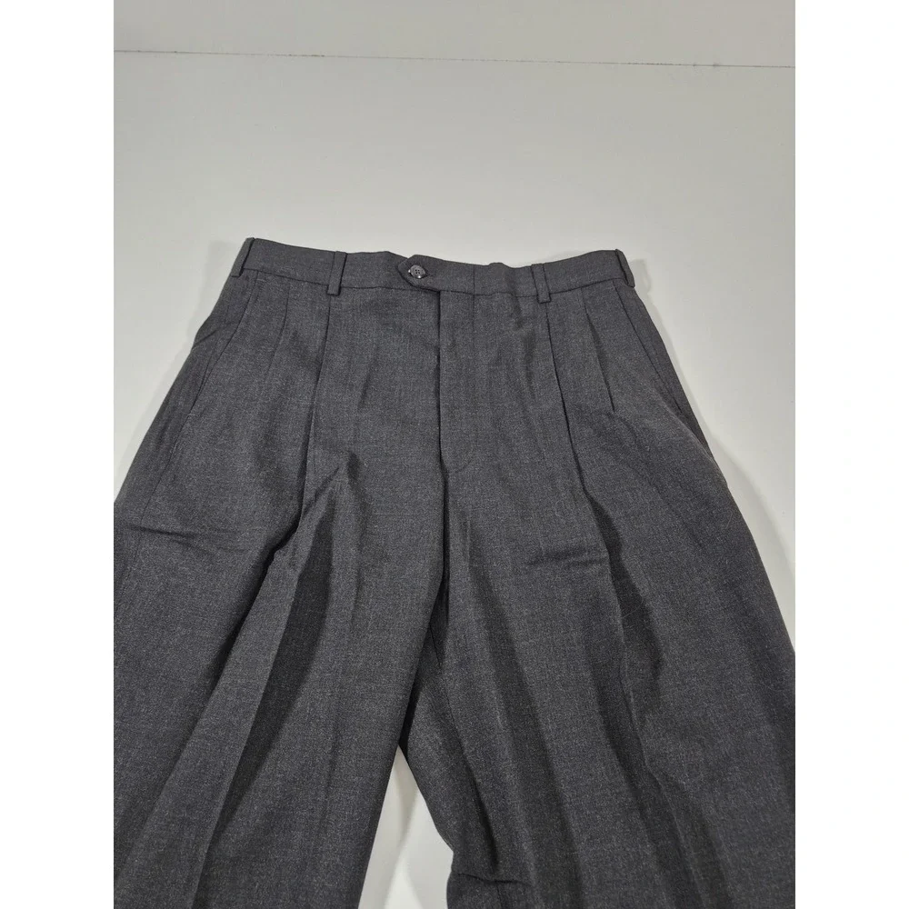VTG John Alexander Dress Pants Mens 34x36 Gray Wool Pleated Classic USA Formal